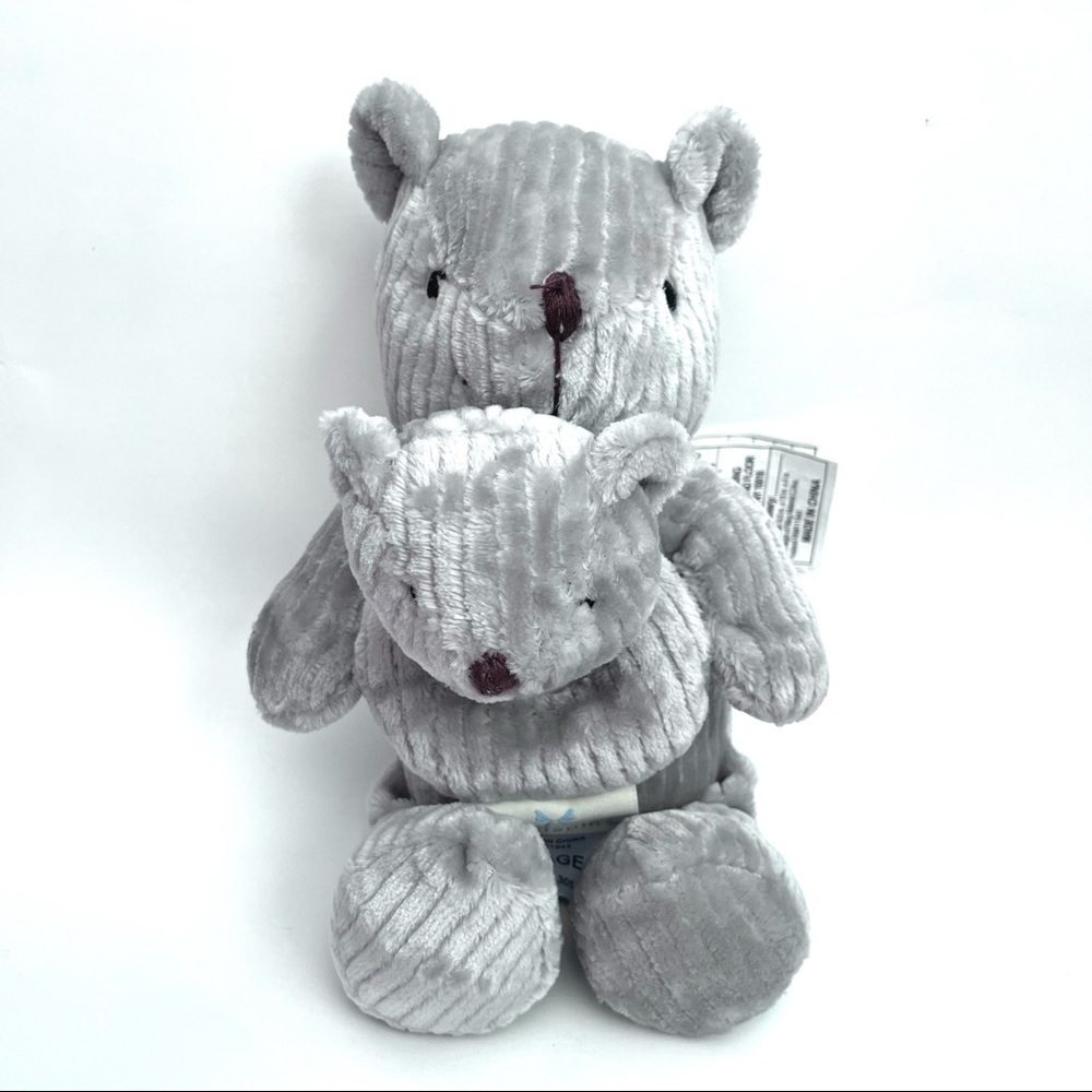 Mon Lapin Gray Velvet Mama & Baby Bear Plush Toy
